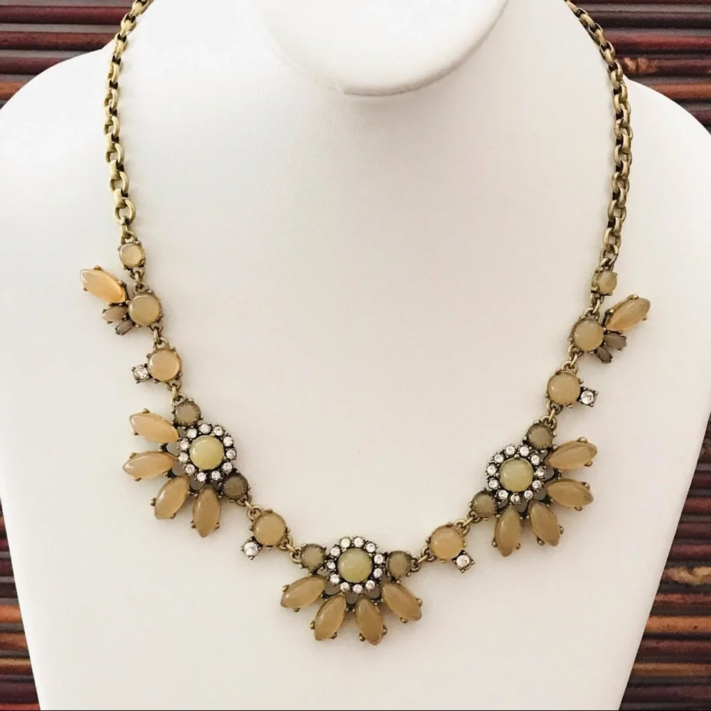 J Crew Bling Gold Tone Floral Necklace